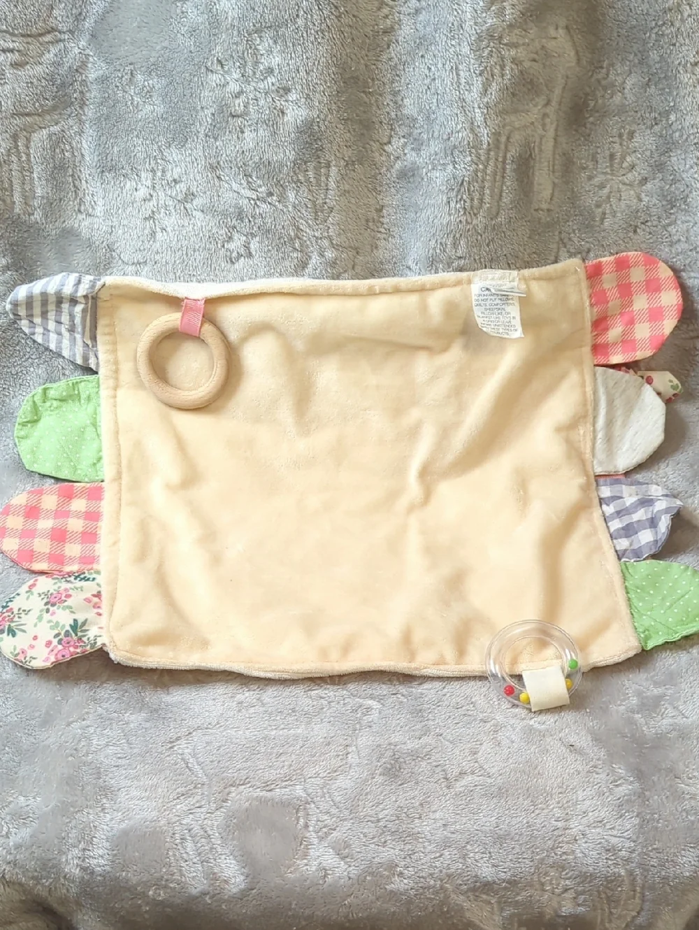 Modern Baby Elephant Security Lovey Blanket Teether Rattle Crinkle Toy